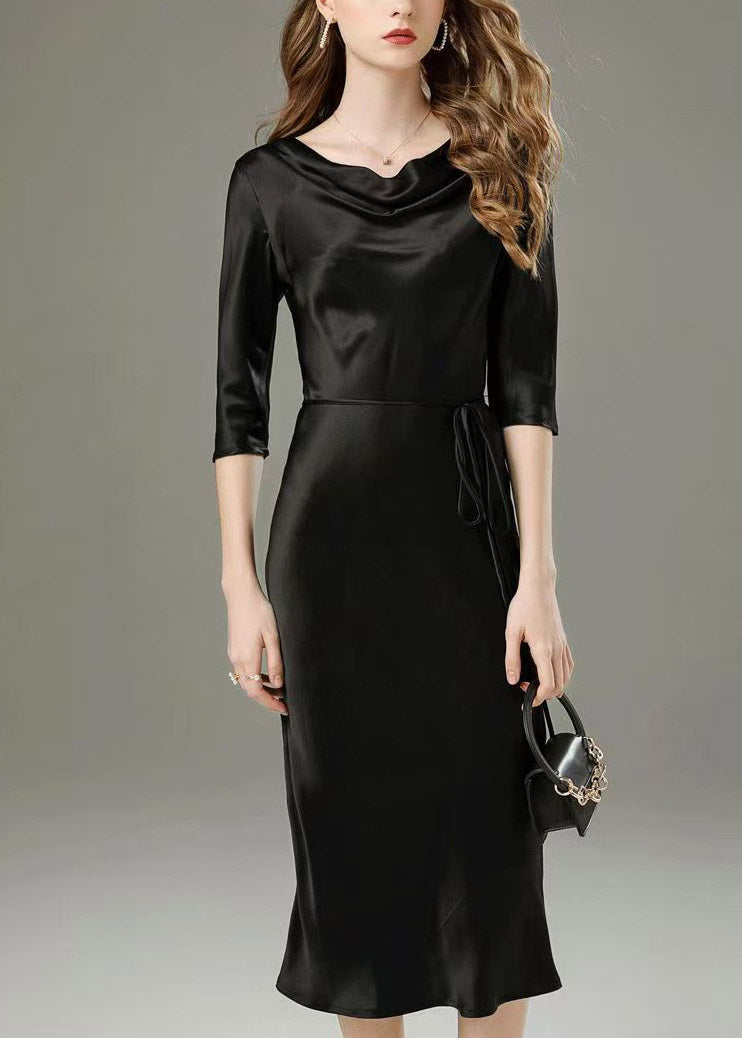 Classy Champagne Tie Waist Maxi Dress Half Sleeve