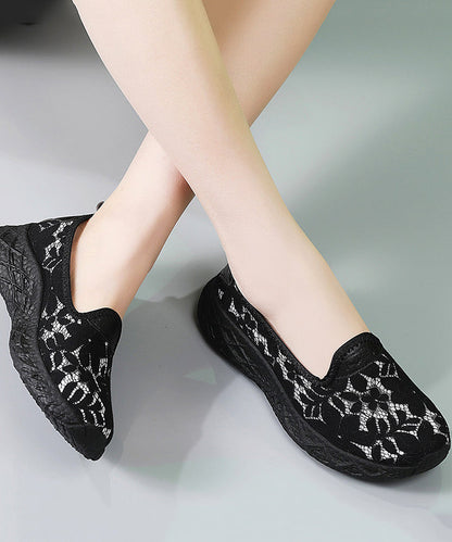 Classy Cotton Fabric Flats Black Flat Shoes for