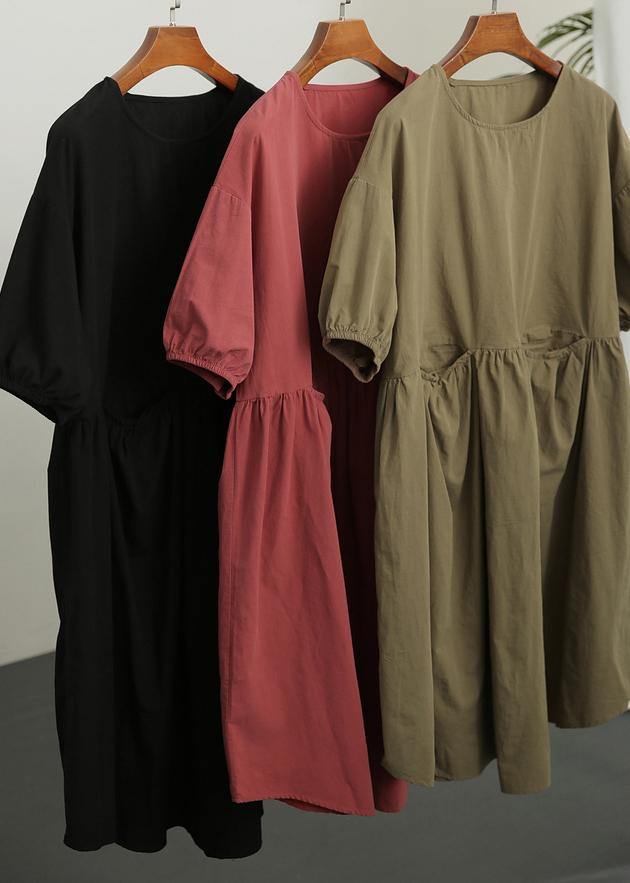 Classy Green Cotton Patchwork Summer Robe Dresses