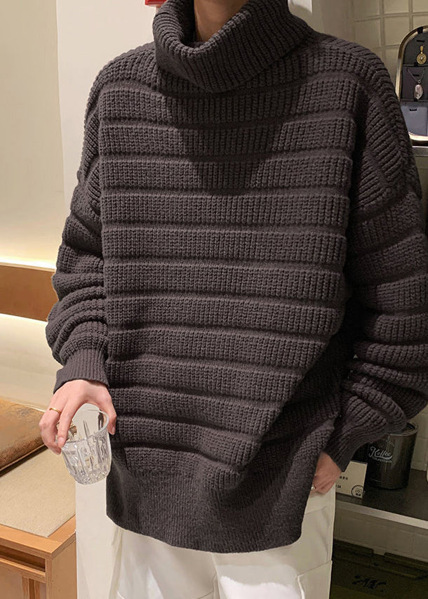 Coffee Knit Pullover Sweaters Turtleneck Winter