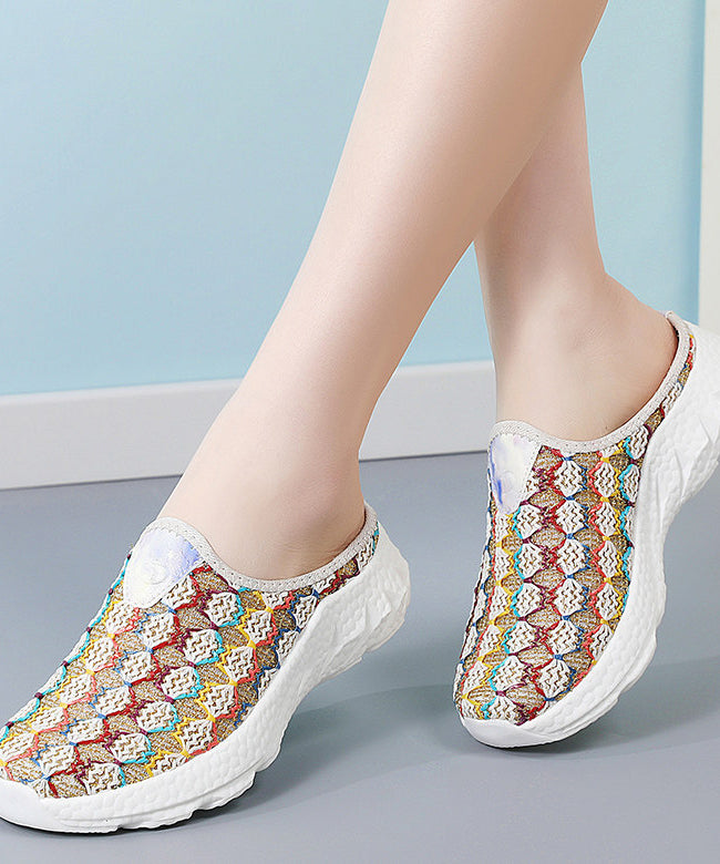Colorful Platform Knit Fabric Comfortable Thong Sandals