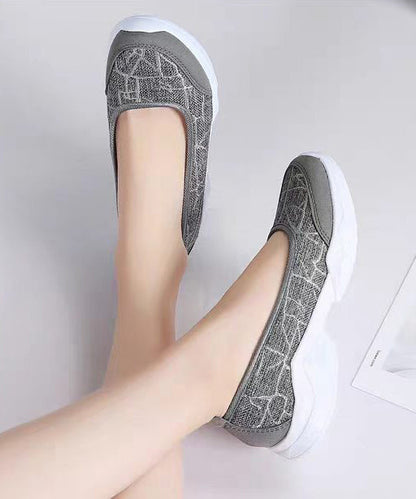 Comfortable Grey Cotton Fabric Flats Splicing Flat Shoes for