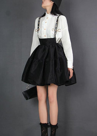 Comfy Black Patchwork Summer a Line Carpenter Skirts