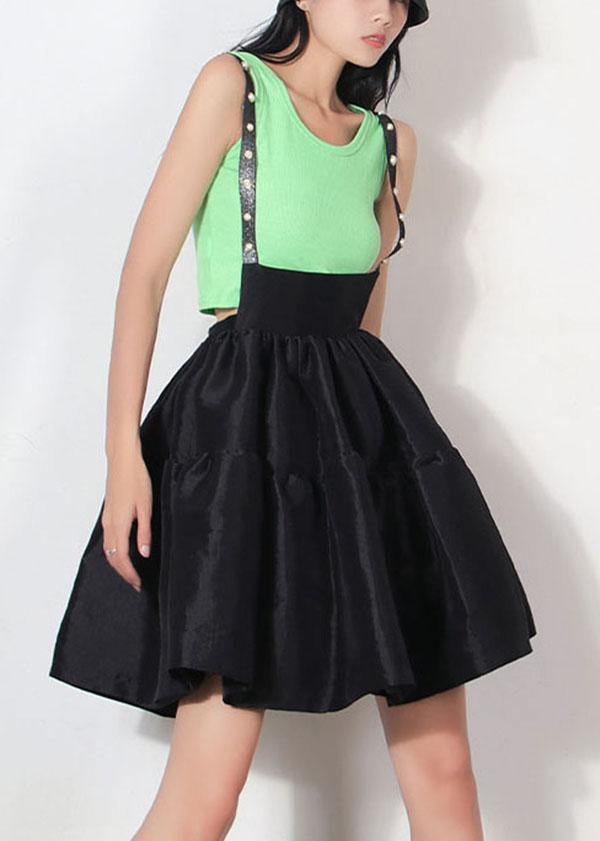 Comfy Black Patchwork Summer a Line Carpenter Skirts
