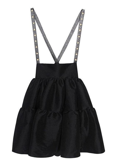 Comfy Black Patchwork Summer a Line Carpenter Skirts
