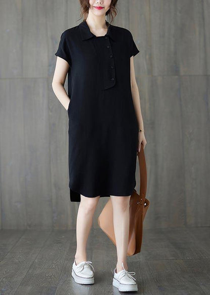 Comfy Black Low High Design Ankle Summer Cotton Dress