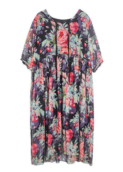 Comfy Green Loose Hooded Summer Chiffon Holiday Dress Half Sleeve