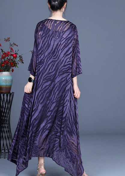 Comfy Purple O-neck Long Sleeve Two Piece Set Dress