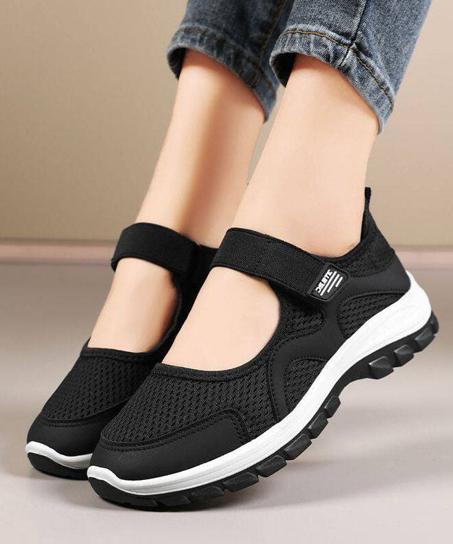 Comfy Splicing Flat Shoes for Black Breathable Mesh