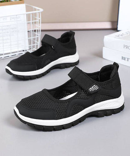 Comfy Splicing Flat Shoes for Black Breathable Mesh