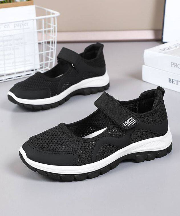 Comfy Splicing Flat Shoes for Black Breathable Mesh