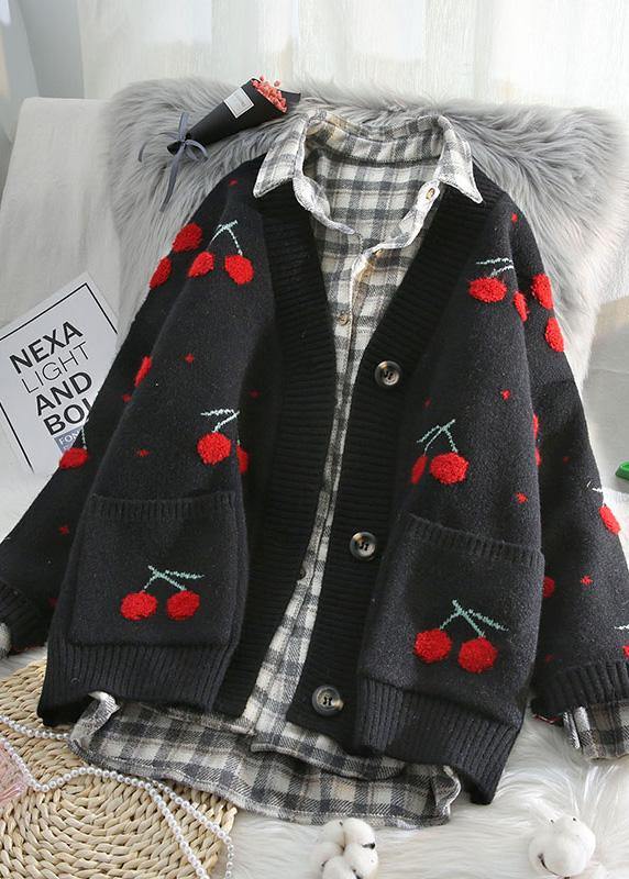 Comfy Beige Knitted Jackets Loose Fitting Spring V Neck Knit Sweat Tops