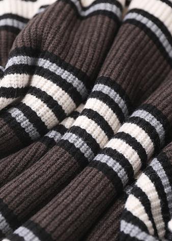 Comfy Black Striped Clothes Oversized Winter Sweaters High Neck