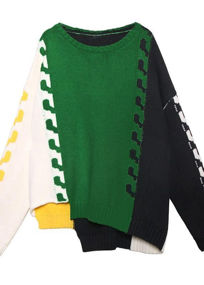 Comfy Winter Patchwork Color Sweaters Clothing Asymmetric Clothes for