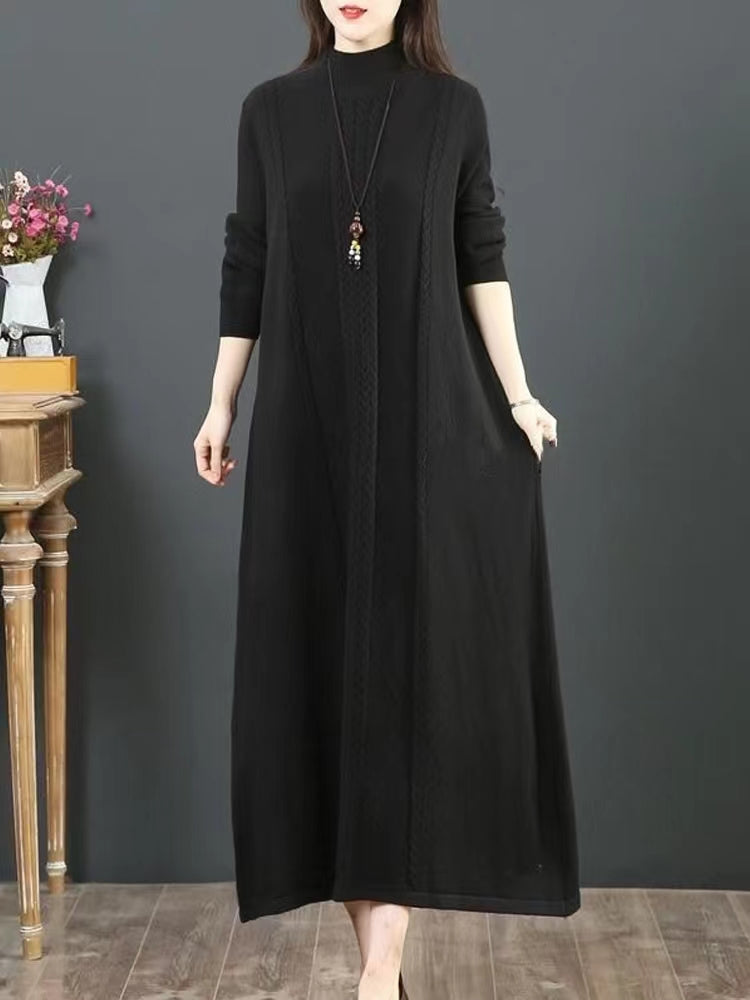 Comfy Green Sweater Weather Diy O Neck Rough Edge Mujer Knit Dresses