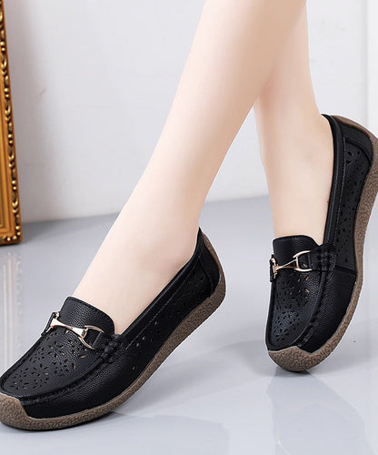 Cowhide Leather Flat Shoes for Hollow Out Flat Shoes