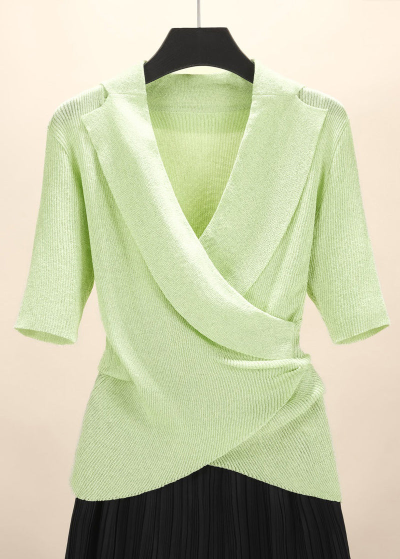 Cozy Grey Asymmetrical Knit Top Short Sleeve