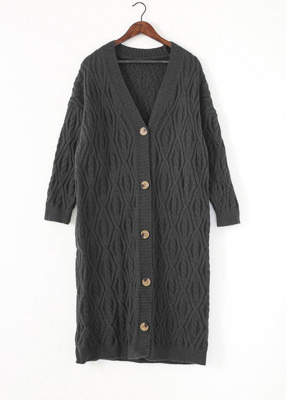 Cozy Gray Knit Jacket Loose Fitting V Neck Spring Knit Sweat Tops
