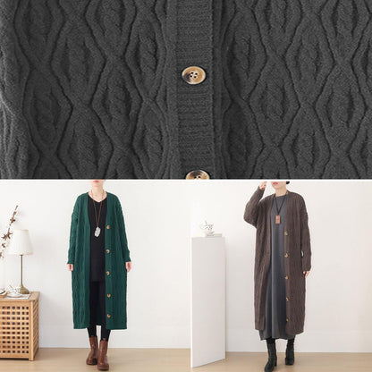 Cozy Gray Knit Jacket Loose Fitting V Neck Spring Knit Sweat Tops