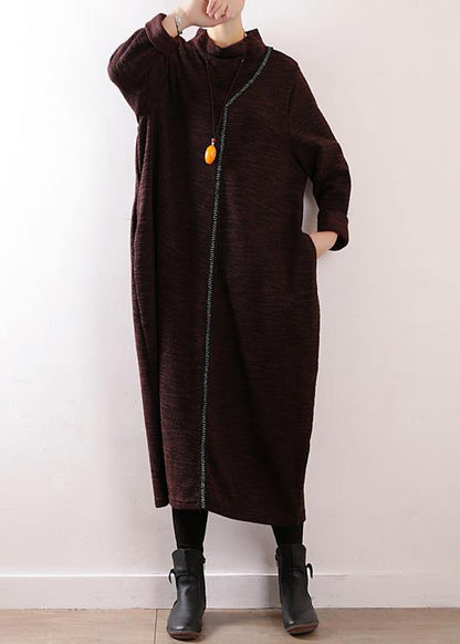 Cozy High Neck Sweater Dress Outfit Re Chocolate Baggy Knit Fall