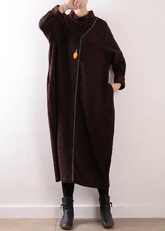 Cozy High Neck Sweater Dress Outfit Re Chocolate Baggy Knit Fall
