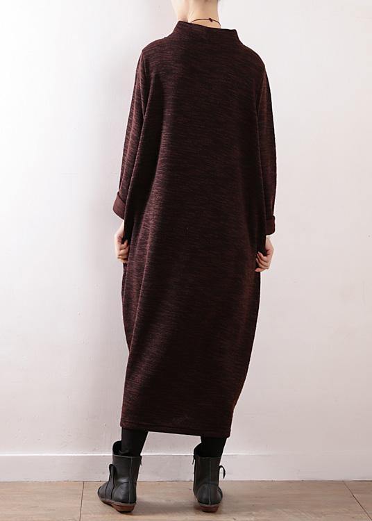 Cozy High Neck Sweater Dress Outfit Re Chocolate Baggy Knit Fall