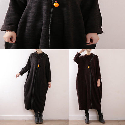 Cozy High Neck Sweater Dress Outfit Re Chocolate Baggy Knit Fall