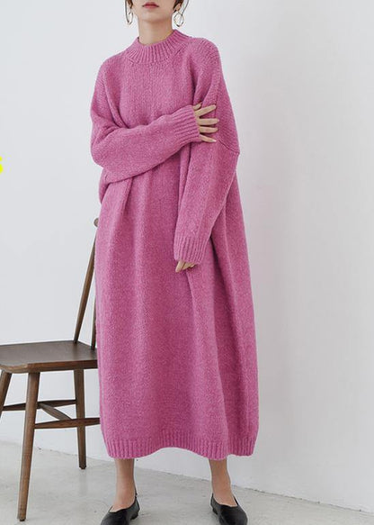 Cozy O Neck Sweater Fall Weather Rose Daily Knit Long Dresses
