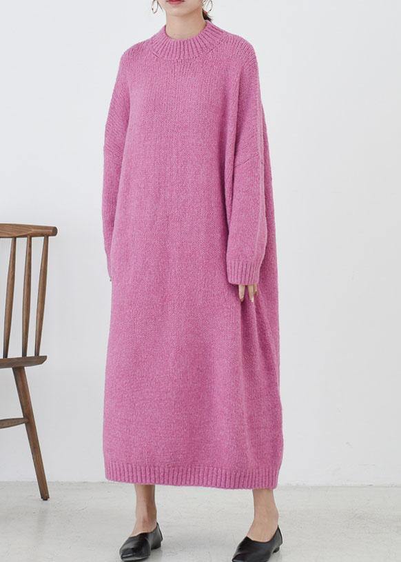 Cozy O Neck Sweater Fall Weather Rose Daily Knit Long Dresses