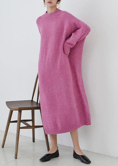 Cozy O Neck Sweater Fall Weather Rose Daily Knit Long Dresses