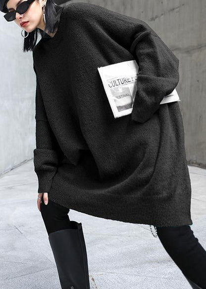 Cozy Purple Sweaters Oversized O Neck Batwing Sleeve Crane Tops