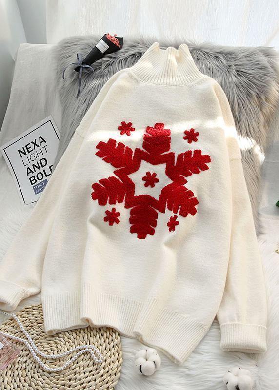 Cozy Spring Red Knit Tops High Neck Box Top