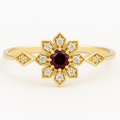 Crimson Sunburst Ring