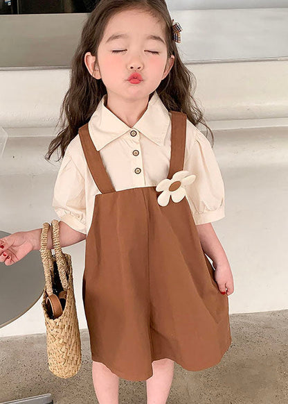 Coffee Pockets Patchwork False Two Pieces Cotton Baby Dress Summer