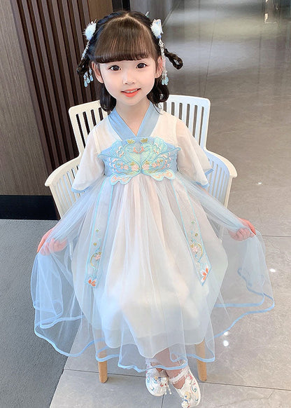 Pink Embroideried Wrinkled Patchwork Tulle Baby Dress Summer