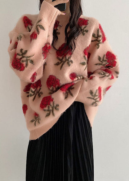 Pink Thick Ma Hai Mao Knit Sweaters Fall
