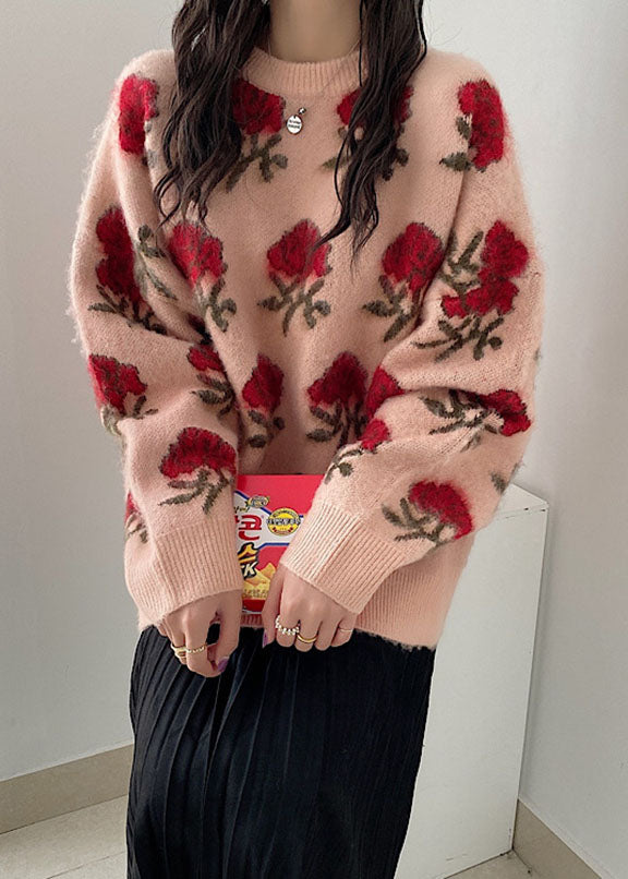 Pink Thick Ma Hai Mao Knit Sweaters Fall