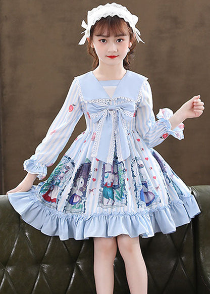 Pink Print Ruffled Patchwork Bow Mid Dresses Fall