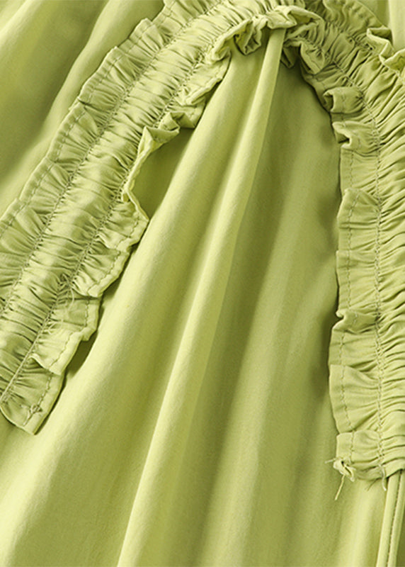 Pink Ruffled Cinched Elastic Waist a Line Skirt Summer