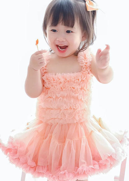 Pink Ruffles Layered Patchwork Tulle Baby Princess Dress Summer