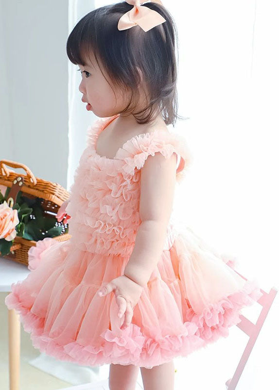 Pink Ruffles Layered Patchwork Tulle Baby Princess Dress Summer