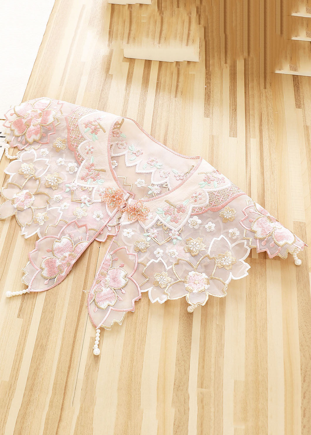 Pink Stand Collar Sequins Patchwork Tulle Shawl and Dress Two Pieces Set Long Sleeve