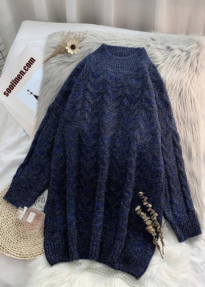 Navyblouse Thickplussize High Neck Knit Tops
