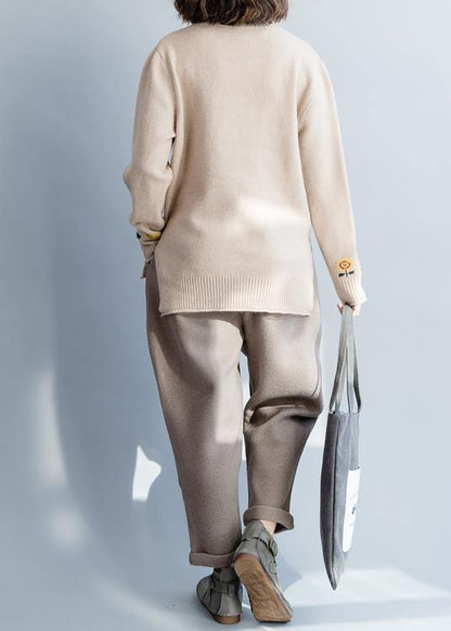 Nude Knit Top Silhouette Sun Flower Side Open Knitwear