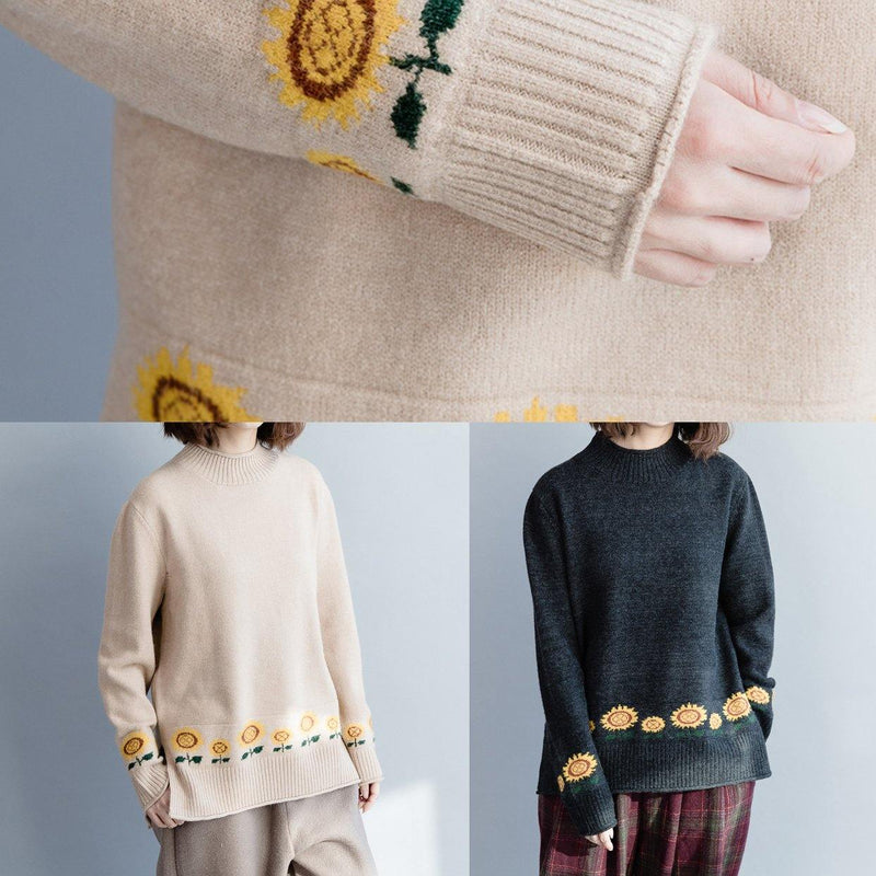 Nude Knit Top Silhouette Sun Flower Side Open Knitwear