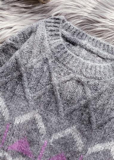 O Neck Sweater Dress Outfit Dark Gray Striped Oversized Knit Dresses
