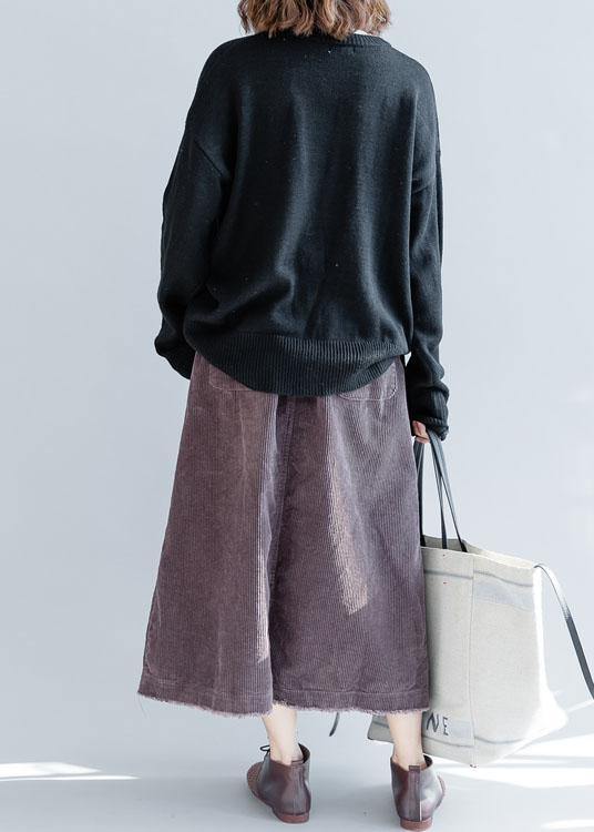 O Neck Black Knitwear Clothing Pockets Knit Blouse