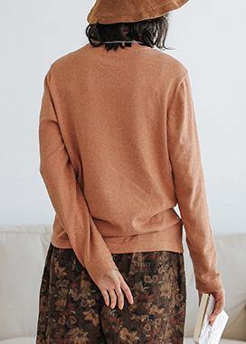 Orange Knitted Pullover High Neck Loose Fitting Knitwear