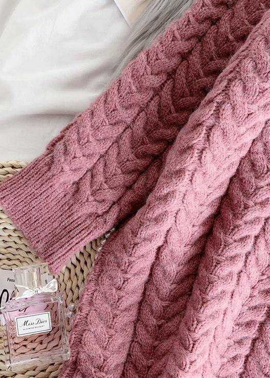 Pink Sweater Weather Refashion O Neck Thick Ugly Fall Sweater Dress