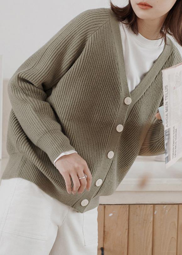 Thick Knitted Coat Clothing Army Green Neck Knitted Jackets